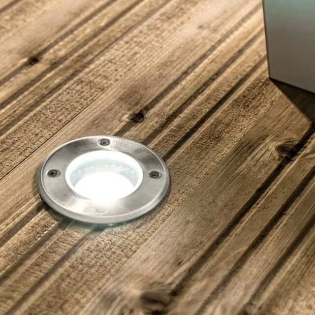 CGC Lighting 'Meadow' Four Round Large With Bulbs Stainless Steel Inground Or Decking Lights in Silver - image 1