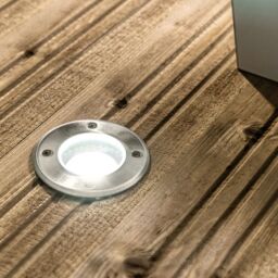 CGC Lighting 'Meadow' Four Round Large With Bulbs Stainless Steel Inground Or Decking Lights in Silver - thumbnail 1
