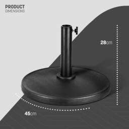 Keplin Parasol Base Stand 9kg, Umbrella Holder for Garden - Fits 45mm Pole in Black - thumbnail 2