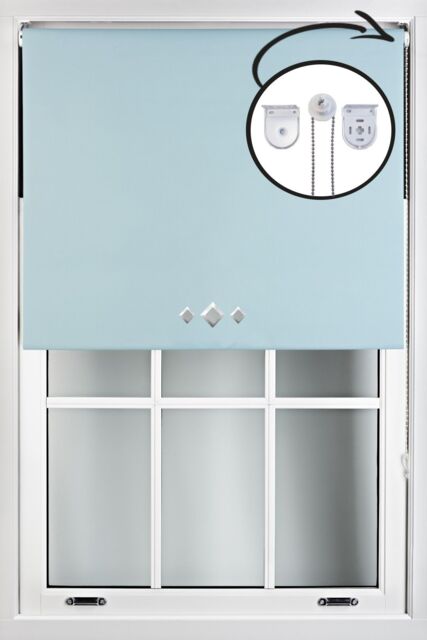 Furnished Duck Egg Blue Blackout Roller Blind with Triple Diamond Eyelets & Metal Fittings - Size: 60 cm width x 165 cm drop - image 1