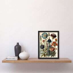 Artery8 Vintage Botanical Illustration Ernst Haeckel Inspired Plant Study Modern Watercolour Painting Artwork Framed Wall Art Print A4 in Black - thumbnail 2
