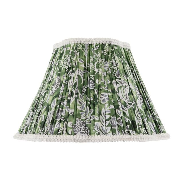 Happy Homewares Emerald Green & White Floral Victorian Lamp Shade with Embroidery - Size: 14 inches - image 1