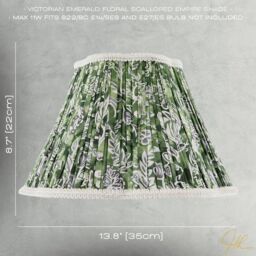 Happy Homewares Emerald Green & White Floral Victorian Lamp Shade with Embroidery - Size: 14 inches - thumbnail 7