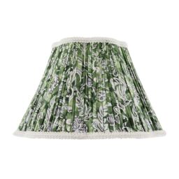 Happy Homewares Emerald Green & White Floral Victorian Lamp Shade with Embroidery - Size: 14 inches - thumbnail 1