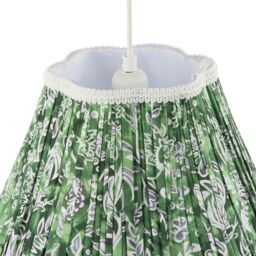 Happy Homewares Emerald Green & White Floral Victorian Lamp Shade with Embroidery - Size: 14 inches - thumbnail 4