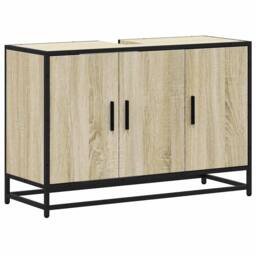 Berkfield Home Bathroom Sink Cabinet Sonoma Oak 90x33x60 cm Engineered Wood in Light Tan - Size: 90 x 33 x 60 cm