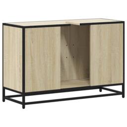 Berkfield Home Bathroom Sink Cabinet Sonoma Oak 90x33x60 cm Engineered Wood in Light Tan - Size: 90 x 33 x 60 cm - thumbnail 7
