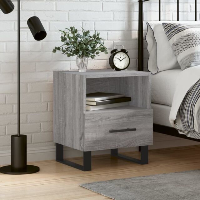 Berkfield Home Bedside Cabinet Grey Sonoma 40x35x47.5 cm Engineered Wood - image 1