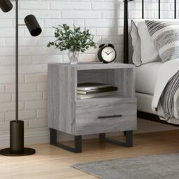 Berkfield Home Bedside Cabinet Grey Sonoma 40x35x47.5 cm Engineered Wood - thumbnail 1