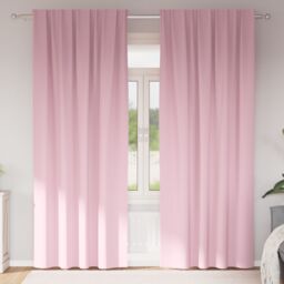 Berkfield Home Curtains with Curtains 2 pcs Baby pink 245 x 140 cm Polyester - thumbnail 1