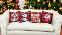 Netagon Festive Gingerbread Stocking Design Christmas Themed Cushion 40X40CM in Red - Size: 40X40 cm - thumbnail 4