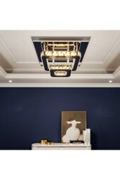 Living and Home 40x40cm Square Glamorous Crystal LED Ceiling Light in Silver - Size: 40x40 cm - thumbnail 6
