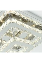 Living and Home 40x40cm Square Glamorous Crystal LED Ceiling Light in Silver - Size: 40x40 cm - thumbnail 5