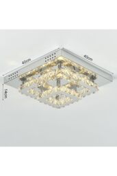Living and Home 40x40cm Square Glamorous Crystal LED Ceiling Light in Silver - Size: 40x40 cm - thumbnail 2