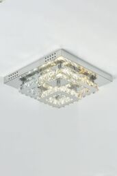 Living and Home 40x40cm Square Glamorous Crystal LED Ceiling Light in Silver - Size: 40x40 cm - thumbnail 3