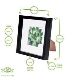 "Nicola Spring 3D Box Photo Frames - 8 x 8"" with 4 x 4"" Mount - Grey Mount - Pack of 2 in Light Brown" - thumbnail 4