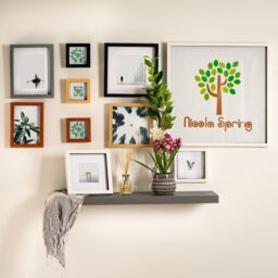 "Nicola Spring 3D Box Photo Frames - 8 x 8"" with 4 x 4"" Mount - Grey Mount - Pack of 2 in Light Brown" - thumbnail 7