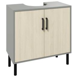Wyld Haus Nabavi Natural Finish Under Sink Cabinet Double Doors Internal Shelf in Grey - thumbnail 2