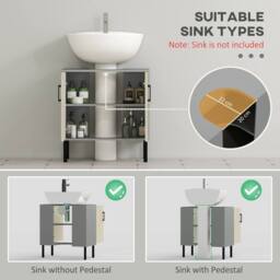 Wyld Haus Nabavi Natural Finish Under Sink Cabinet Double Doors Internal Shelf in Grey - thumbnail 5