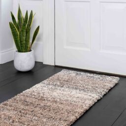 Kukoon Neutral Beige Striped Mottled Shaggy Rug in Light Beige - Size: 60 cm x 110 cm - thumbnail 4