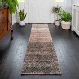 Kukoon Neutral Beige Striped Mottled Shaggy Rug in Light Beige - Size: 60 cm x 110 cm - thumbnail 5