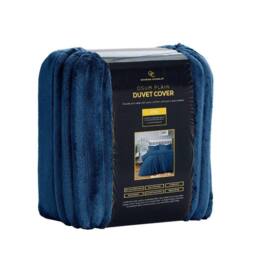 HOME LUXE INTERIOR Plush Faux Fur Chunky Ribbed Faux Fur Navy Bedding Duvet Set - Single - Size: King - thumbnail 2