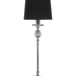 Wyld and Coco Table Lamp - Silver Carved Metal Base Black Empire Shade Glass Accents - thumbnail 2