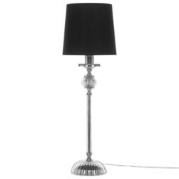 Wyld and Coco Table Lamp - Silver Carved Metal Base Black Empire Shade Glass Accents - thumbnail 3