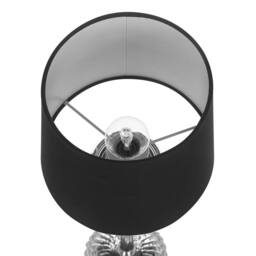 Wyld and Coco Table Lamp - Silver Carved Metal Base Black Empire Shade Glass Accents - thumbnail 6