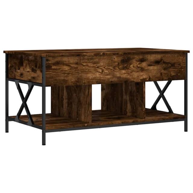 Berkfield Home Coffee Table Smoked Oak 100x55x50 cm Engineered Wood & Metal in Brown - Size: 100 x 55 x 50 cm - image 1