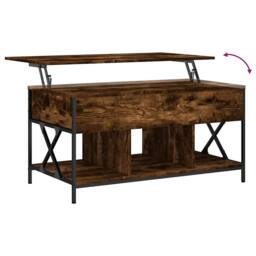 Berkfield Home Coffee Table Smoked Oak 100x55x50 cm Engineered Wood & Metal in Brown - Size: 100 x 55 x 50 cm - thumbnail 8