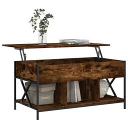 Berkfield Home Coffee Table Smoked Oak 100x55x50 cm Engineered Wood & Metal in Brown - Size: 100 x 55 x 50 cm - thumbnail 4