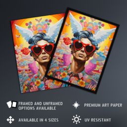 "Artery8 Multicoloured Magnificent Maximalist Modern Day Greek God Hermes Art Print Framed Poster Wall Decor in Black - Size: W12"" x H16""" - thumbnail 2