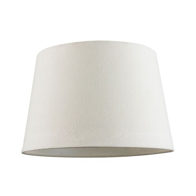 Happy Homewares Contemporary Off-White Linen Fabric Drum Lampshade with Cotton Inner in White - Size: 12 inches - image 1