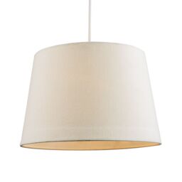 Happy Homewares Contemporary Off-White Linen Fabric Drum Lampshade with Cotton Inner in White - Size: 12 inches - thumbnail 2