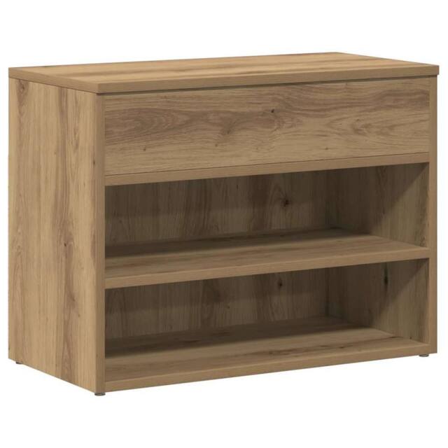 Berkfield Home Shoe Bench Artisan Oak 60x30x45 cm Engineered Wood in Brown - Size: 60 x 30 x 45 cm - image 1