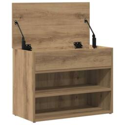 Berkfield Home Shoe Bench Artisan Oak 60x30x45 cm Engineered Wood in Brown - Size: 60 x 30 x 45 cm - thumbnail 4
