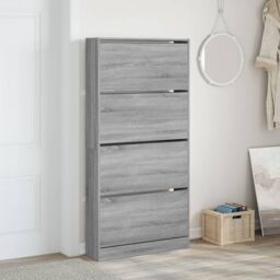 Berkfield Home Shoe Cabinet with 4 Flip-Drawers Grey Sonoma 80x21x163.5 cm - thumbnail 3
