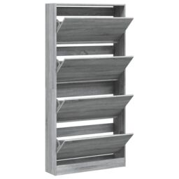 Berkfield Home Shoe Cabinet with 4 Flip-Drawers Grey Sonoma 80x21x163.5 cm - thumbnail 5