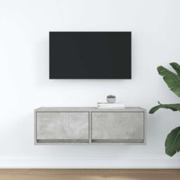 Berkfield Home TV Cabinet Concrete Grey 80x31x25.5 cm Engineered Wood - thumbnail 3