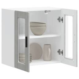 Berkfield Home Kitchen Wall Cabinet with Glass Door Porto Concrete Grey - thumbnail 1