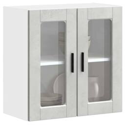 Berkfield Home Kitchen Wall Cabinet with Glass Door Porto Concrete Grey - thumbnail 4