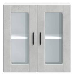 Berkfield Home Kitchen Wall Cabinet with Glass Door Porto Concrete Grey - thumbnail 6