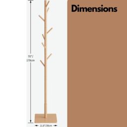 Rafaelo Mobilia Wooden 8 Hook Coat Stand With Square Base in Brown - thumbnail 6