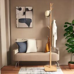 Rafaelo Mobilia Wooden 8 Hook Coat Stand With Square Base in Brown - thumbnail 4