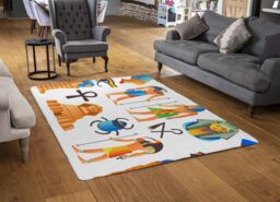 Benjamin Tate Design Egyptian Mythological Signs Rug in Natural - Size: Large - thumbnail 2