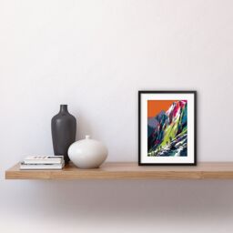"Artery8 Wall Art Print Hikers on Helvellyn Mountain Ridge Landscape Artwork Framed 9X7 Inch in Black - Size: W7"" x H9""" - thumbnail 2