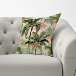 Warren Reed - Designer Palm Trees Pattern Cushions in Green - Size: 60 cm x 60 cm - thumbnail 3