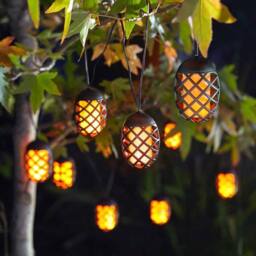mysmartbuy Solar Powered Flame Effect LED Lantern Outdoor Garden String Lights in Black - thumbnail 2