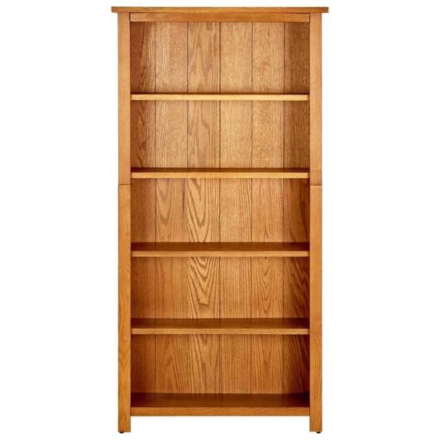 Berkfield Home 5-Tier Bookcase 70x22x140 cm Solid Oak Wood in Brown - Size: 70 x 22 x 140 cm - image 1